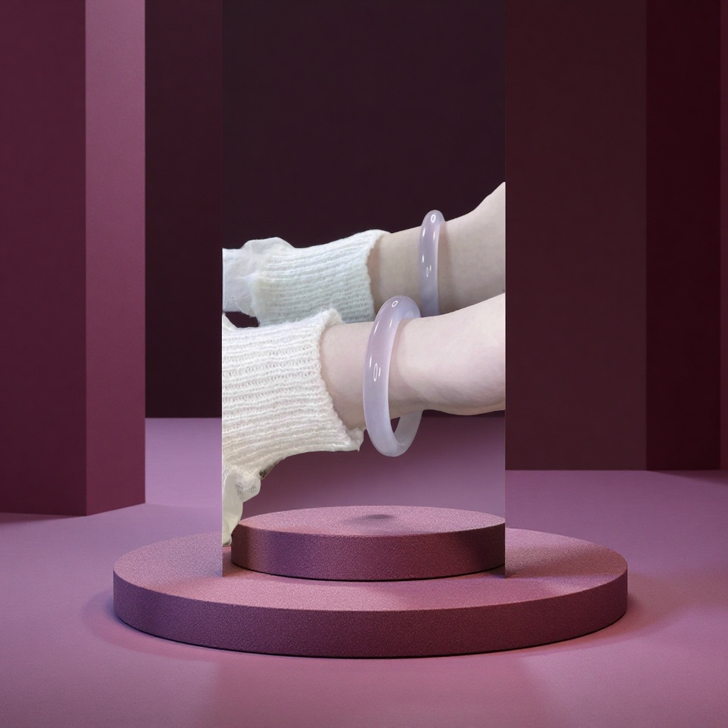 桃花镯芋泥啵啵荔枝冻玛瑙水晶圆条天然飘淡紫玉髓手工玉饰工艺品礼品