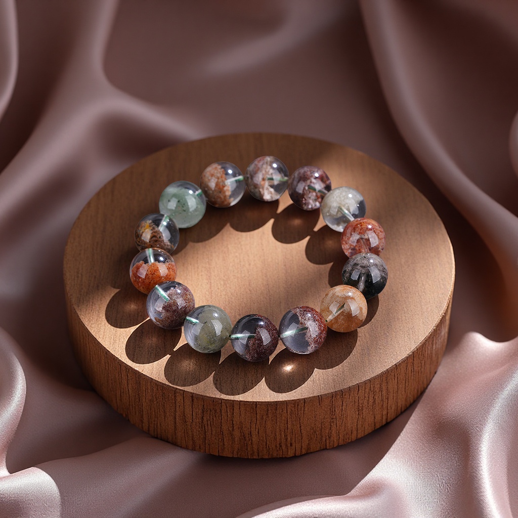 Natural Four-season Color Ghost Bracelet for men and women, half basin Treasure basin color ghost crystal bracelet jewelry gift Specification image