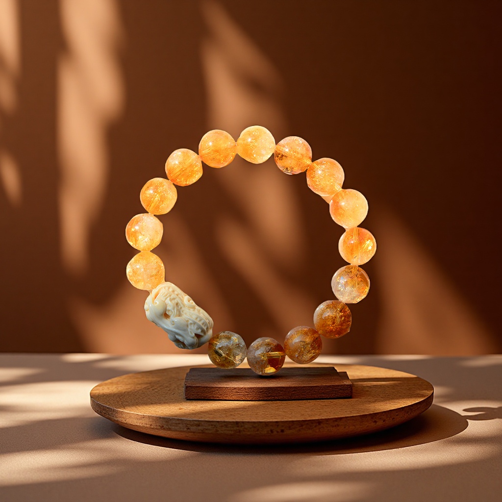 Star Constellation Family Natural Yellow Super Seven Yellow Crystal Bracelet for men and women, single-loop bracelet, wealth accessory, birthday gift Specification image