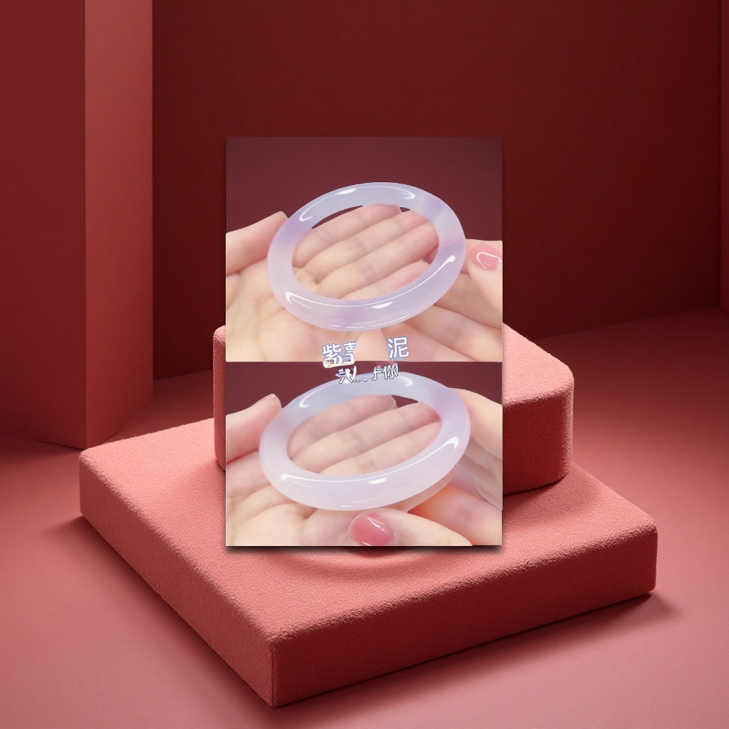 Peach blossom bracelet, taro paste, Popo lychee jelly, agate crystal round bar, natural light purple chalcedony, handcrafted jade decoration gift details Picture