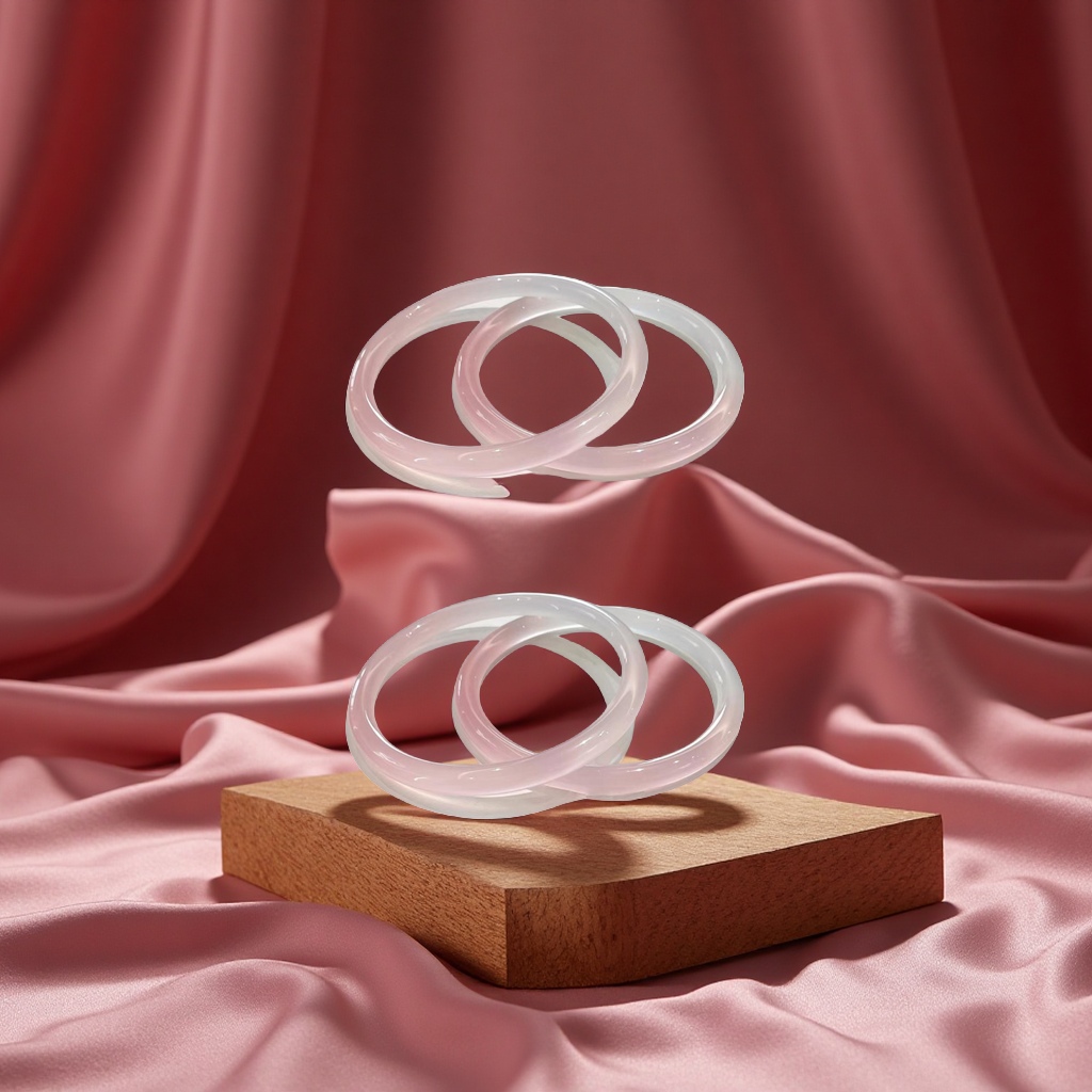 Natural cherry blossom pink agate bracelet, tulip gradient color chalcedony semi-landscape plump round strip jewelry for women Specification image