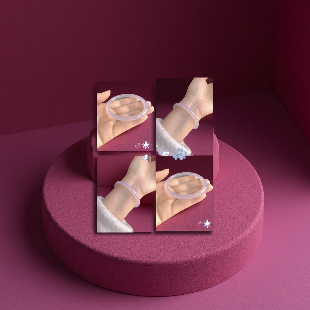 Peach blossom bracelet, taro paste, Popo lychee jelly, agate crystal round bar, natural light purple chalcedony, handcrafted jade decoration gift Application Scenario