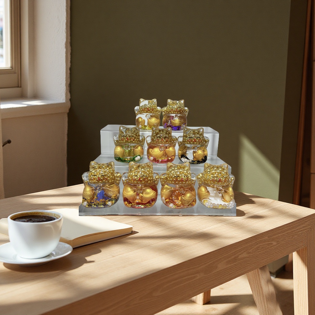 金豆分层3D漂流招财猫流沙摆件开业礼品批发创意工艺装饰品