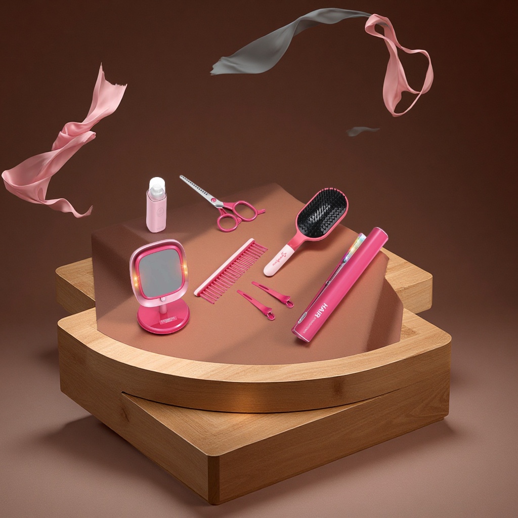 Crossborder niños belleza salón de peluquería juegos simulación secador de pelo barras de alisado juguetes para niñas amazon piece shampoo productos para el cuidado del cabello SMOOTH details Picture