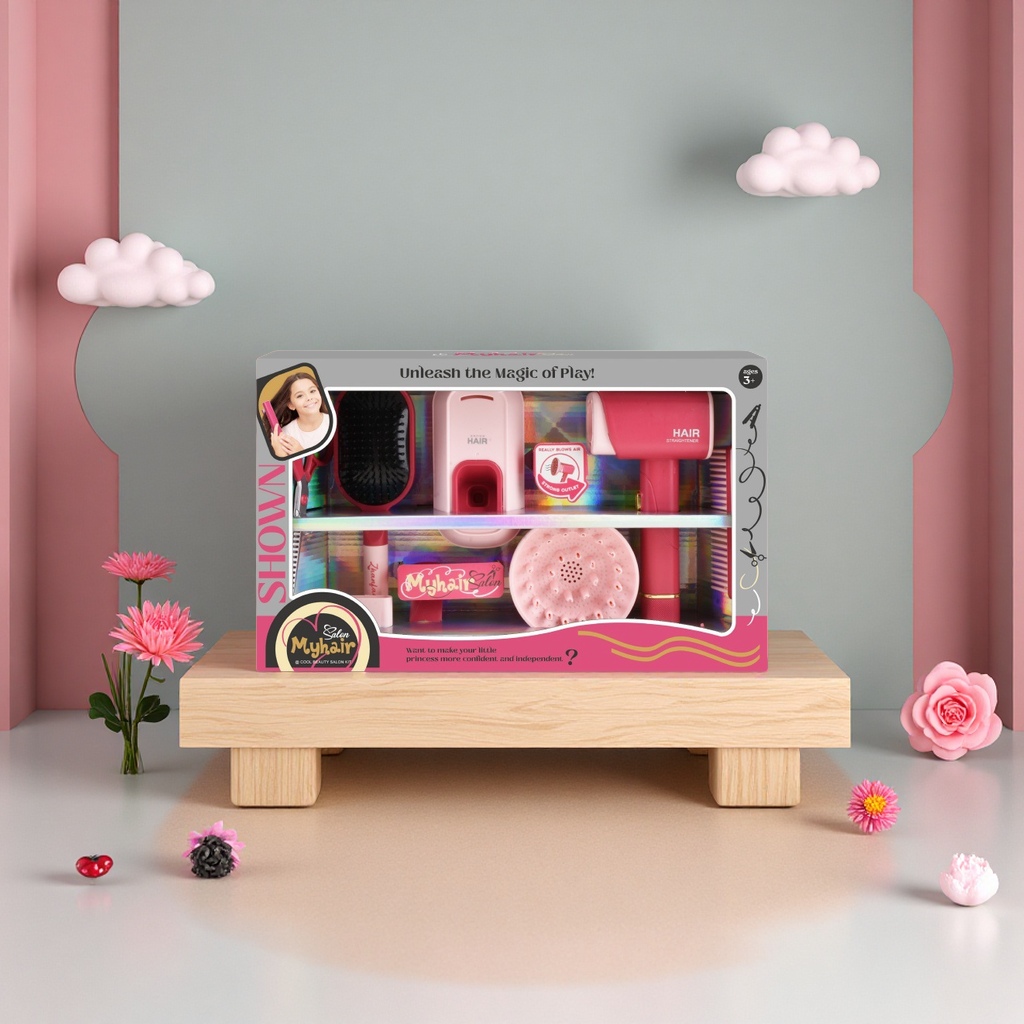 Crossborder niños belleza salón de peluquería juegos simulación secador de pelo barras de alisado juguetes para niñas amazon piece shampoo productos para el cuidado del cabello SMOOTH Application Scenario