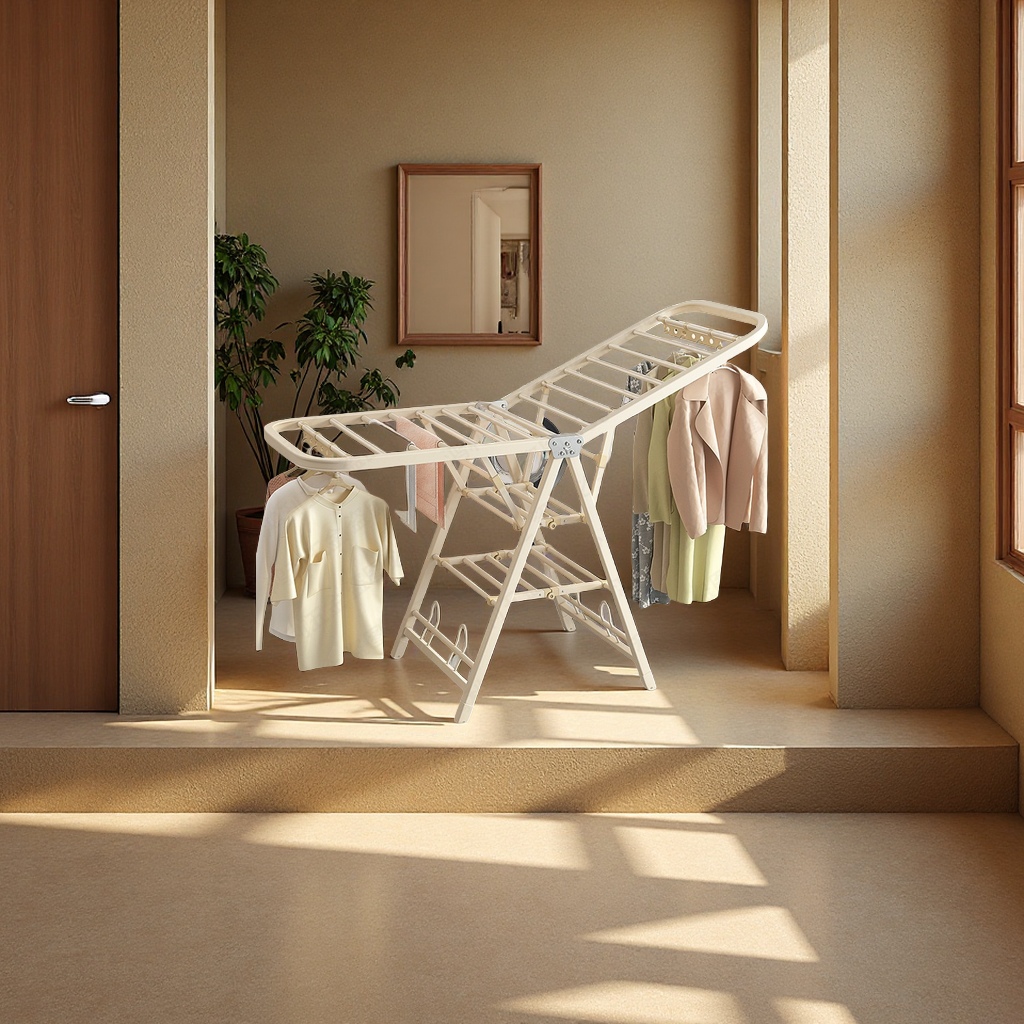落地加厚折叠晾衣架家用阳台室内挂衣帽架出租屋凉晒被子杆日用百货