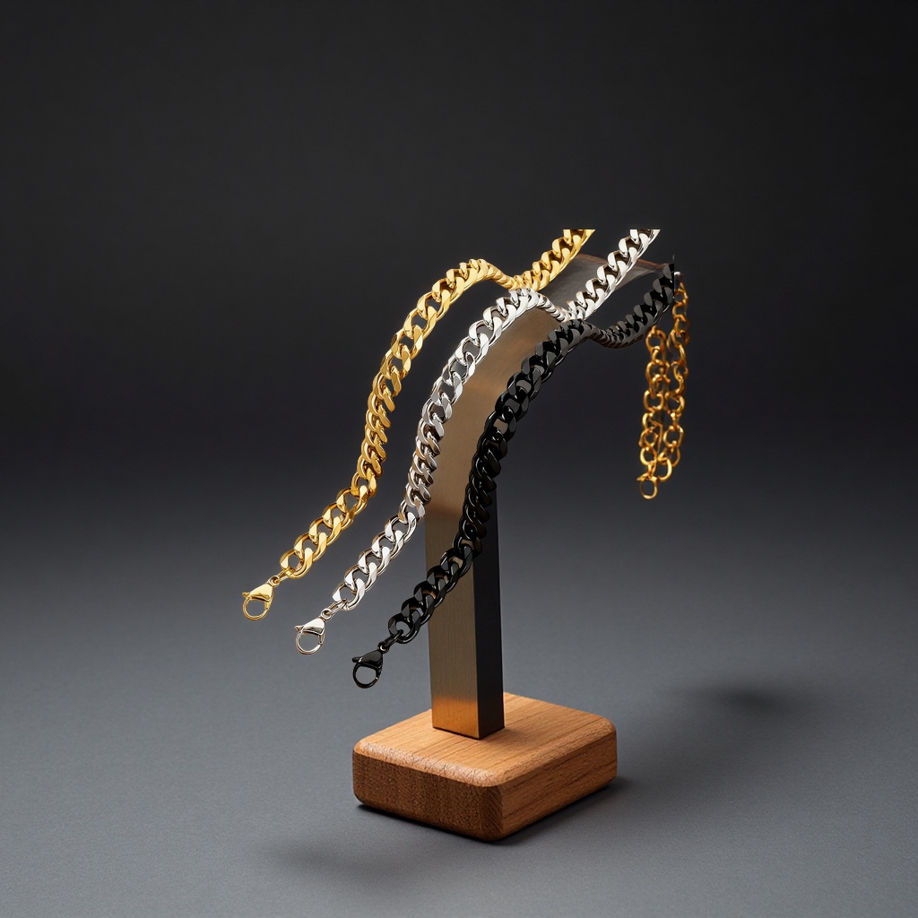 古巴圆磨不锈钢肖邦链条男士潮流钛钢配链外贸厂家货源饰品配件