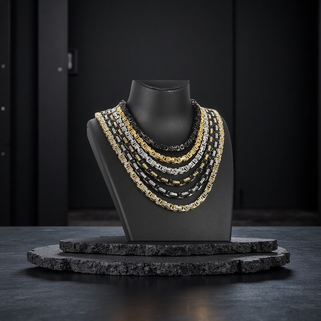 拜占庭风格男士嘻哈钛钢手链项链批发欧美潮流不锈钢饰品小众设计