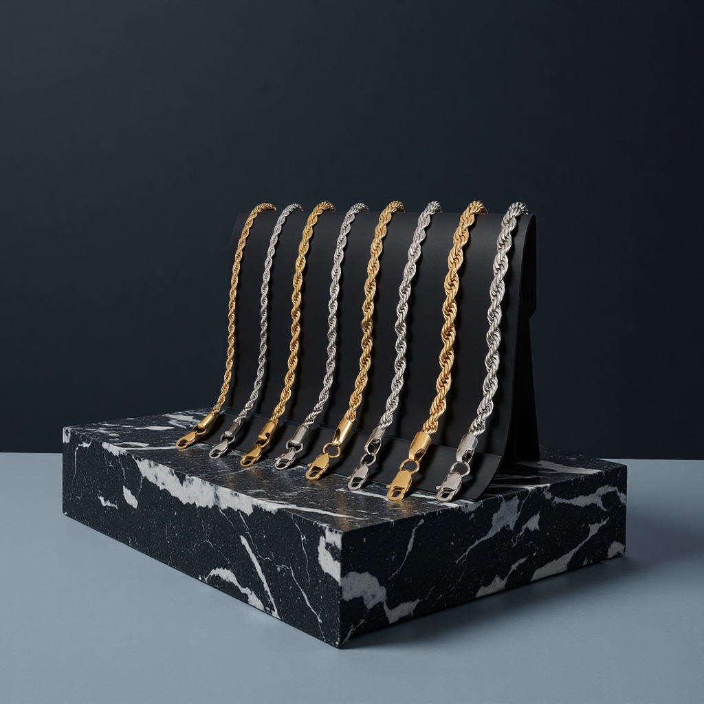 潮流男士不锈钢麻花手链百搭时尚轻奢女款高端感饰品配件链子