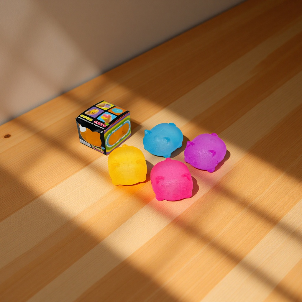 Needoh Maltose Cat Stress Relief Ball, a little cat squeeze stress relief toy, a new, unique and fun pet toy Specification image