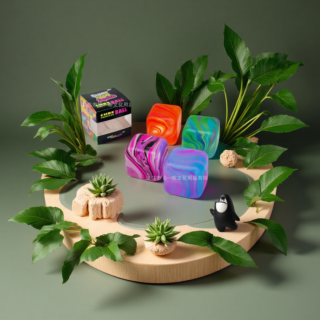 亚马逊Needoh新款小流纹冰块麦芽糖解压立方体儿童成人减压玩具