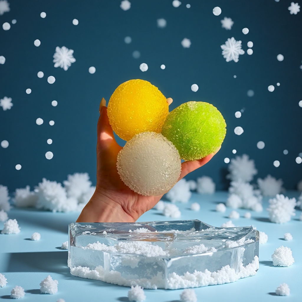 The fructose smoothie makes a soft and rustling sound when pinched. It is a high-quality handcrafted toy with rubber and plastic foam balls and plastic balls. It is a fun and educational children's toy Item Picture
