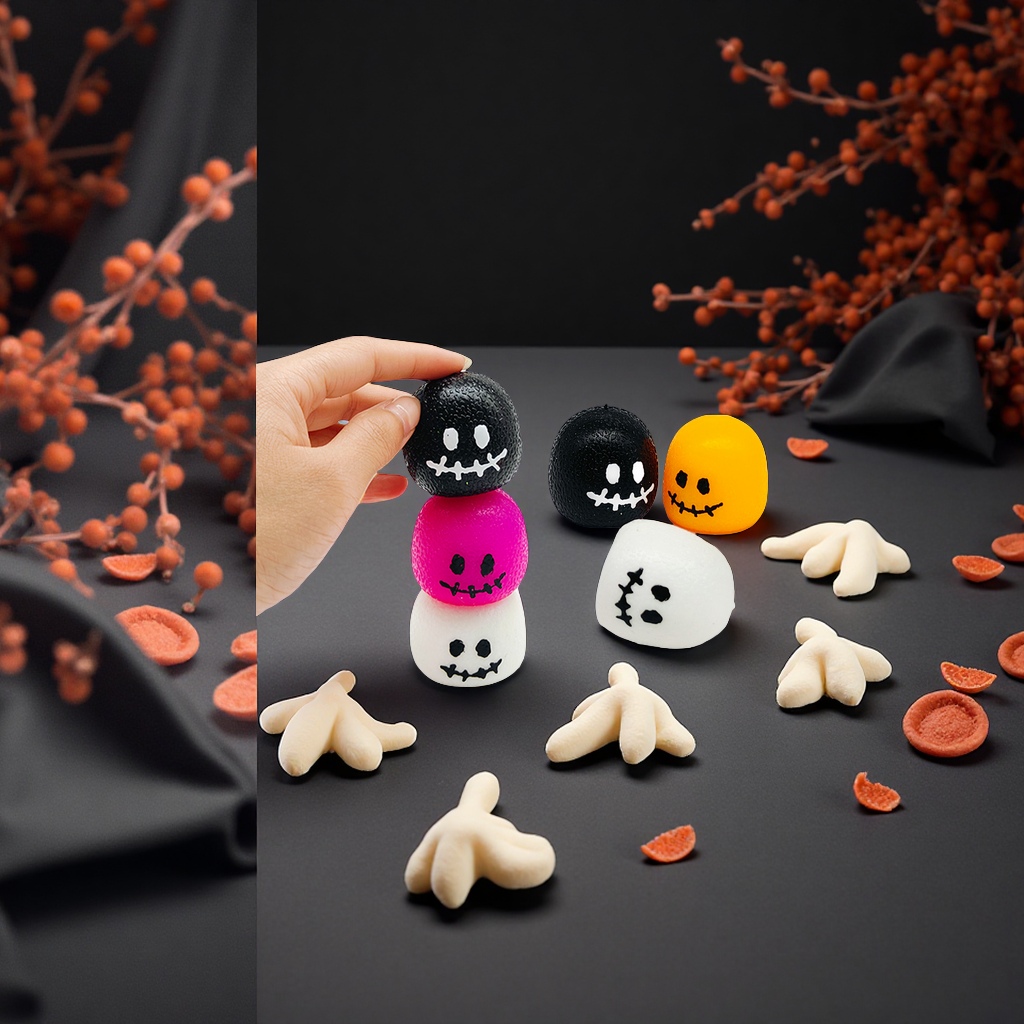 New cross-border Halloween ghost face, ghost and funny small maltose candy, stress-relieving and fun pinching toys, new and unique stress-relieving toys Specification image