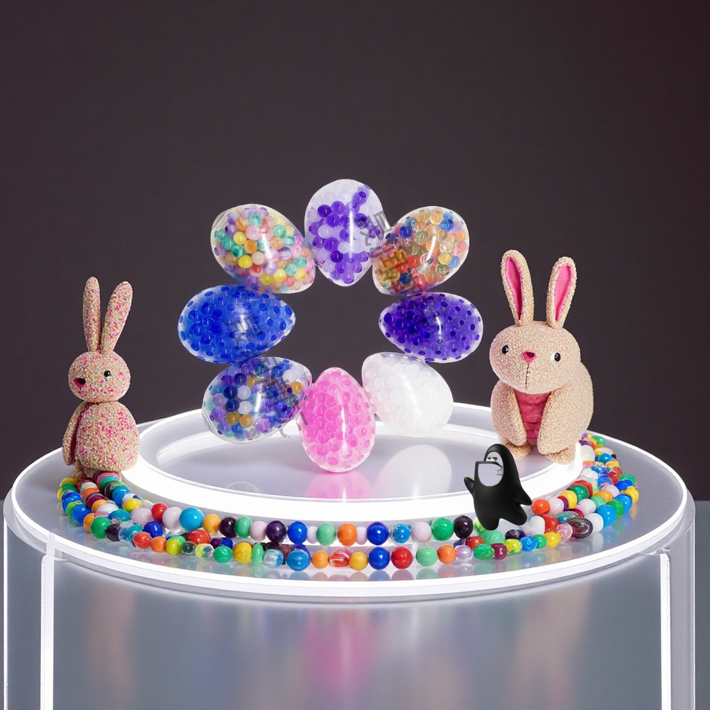 跨境新品复活节彩珠泡大珠兔子压力解压球捏捏减压发泄玩具新奇特玩具