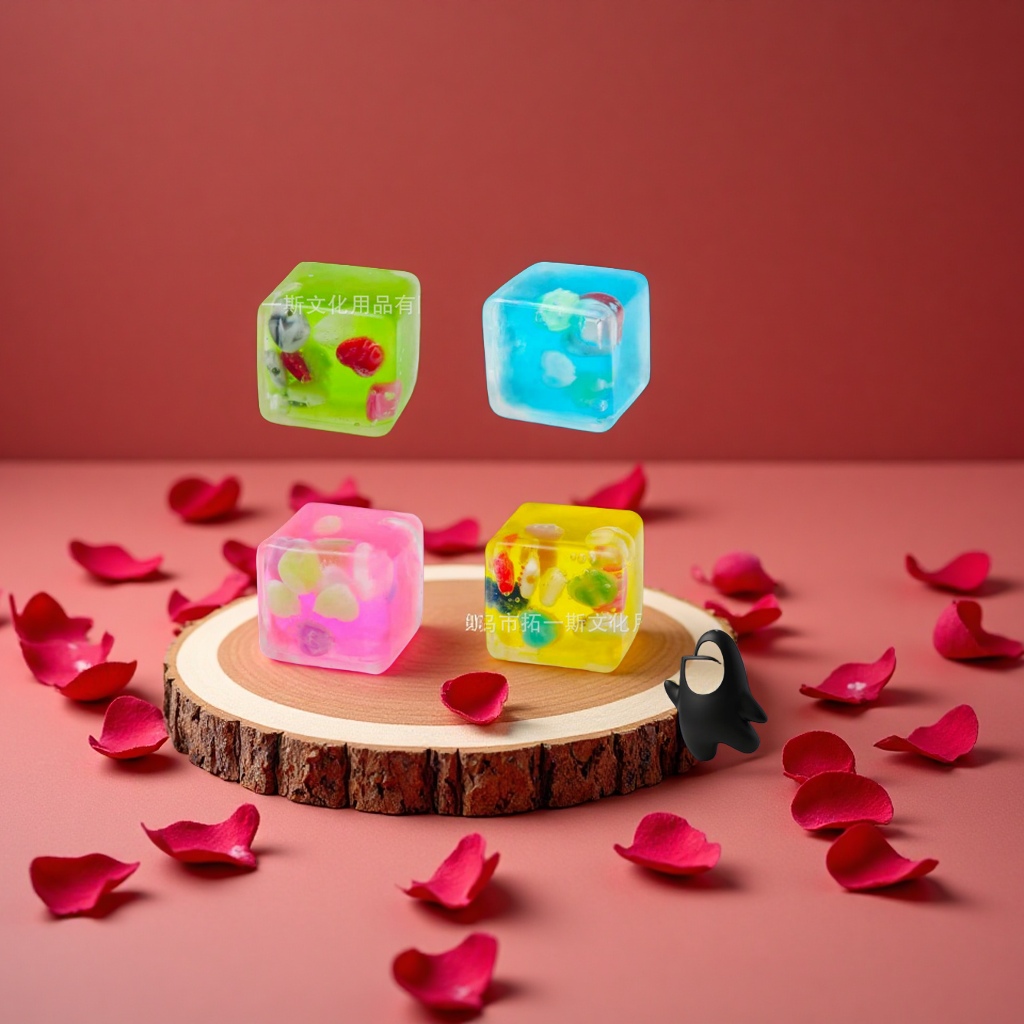 新品外贸情人节爱心填充果胶方块挤压捏捏慢回弹玩具工厂批发减压玩具