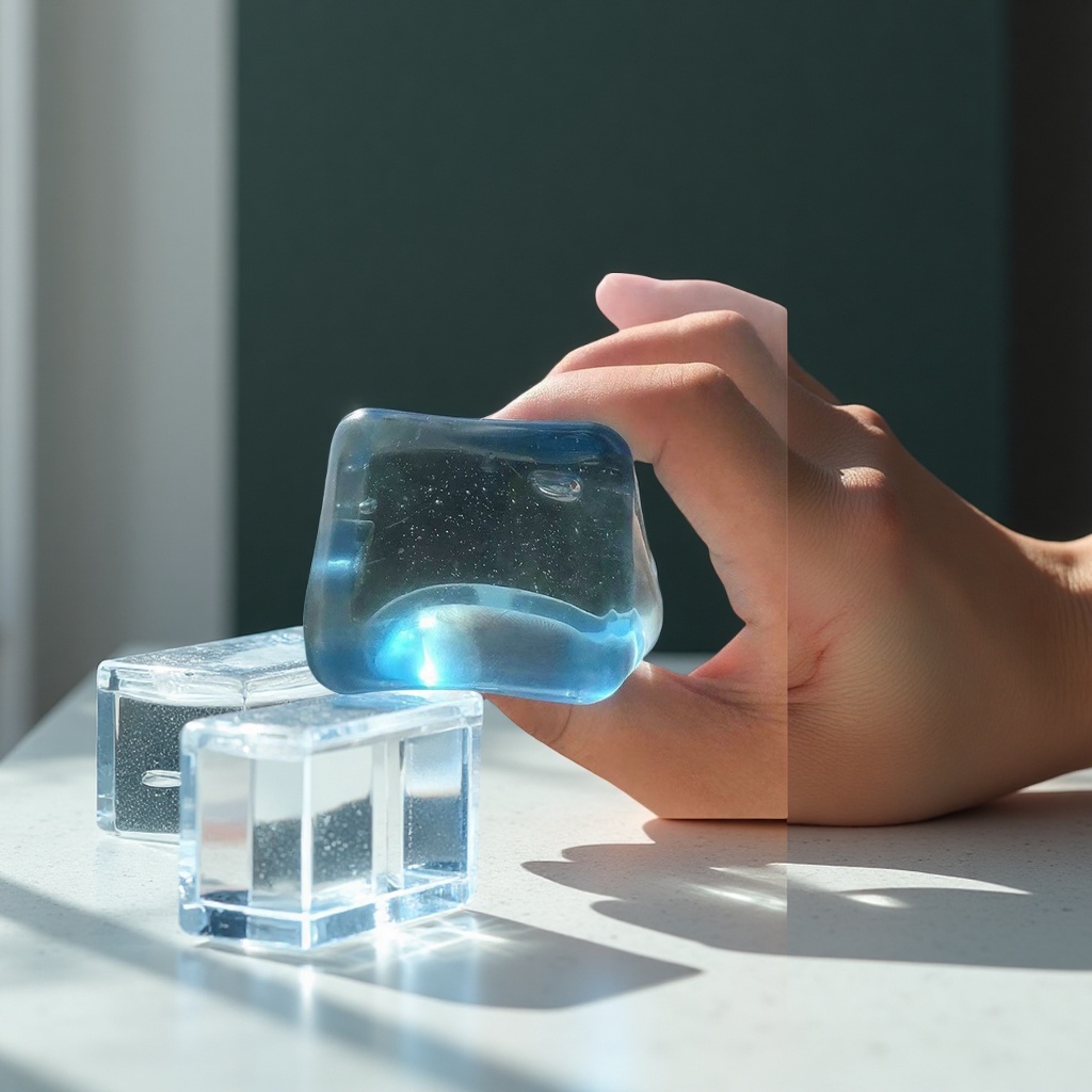 needoh Maltose ice Cube Kneading Fun Stress-relieving Toy, transparent high appearance level extrusion magic tool, stress-relieving fun toy, new and unique toy Item Picture