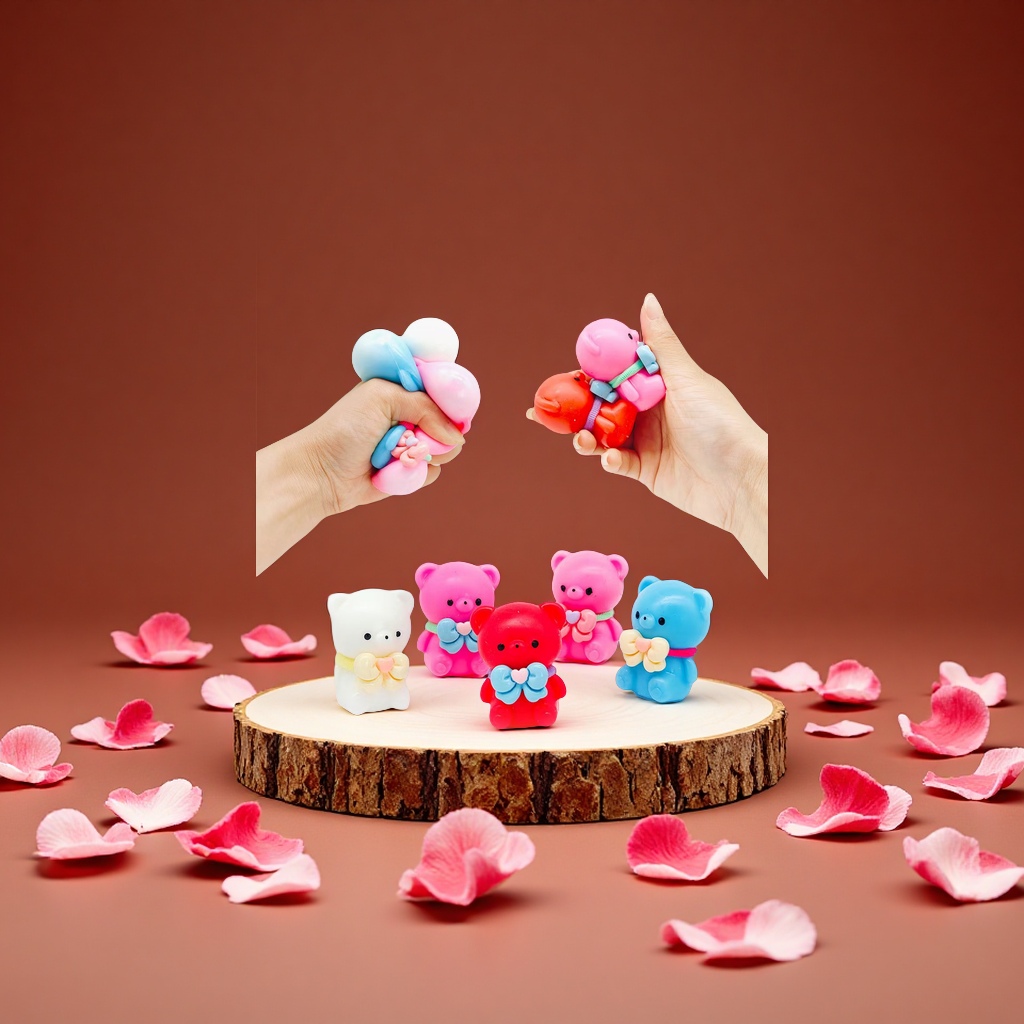 Comercio exterior venta caliente día de san valentín serie creativa harina oso extrusión descompresión juguete de color sólido nuevo juguete de fantasía details Picture