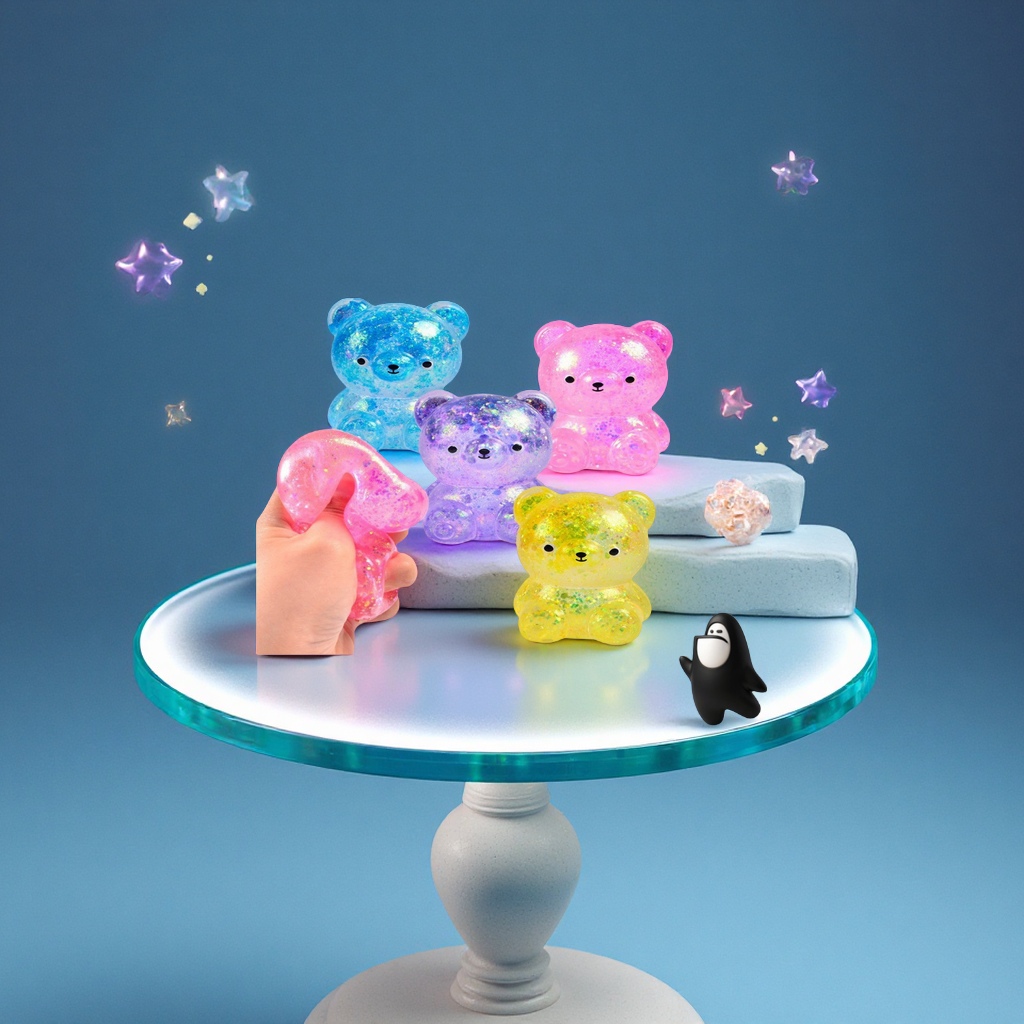 极光金粉小熊捏捏乐网红爆款减压玩具慢回弹钻石金粉发泄球新奇特趣味玩具