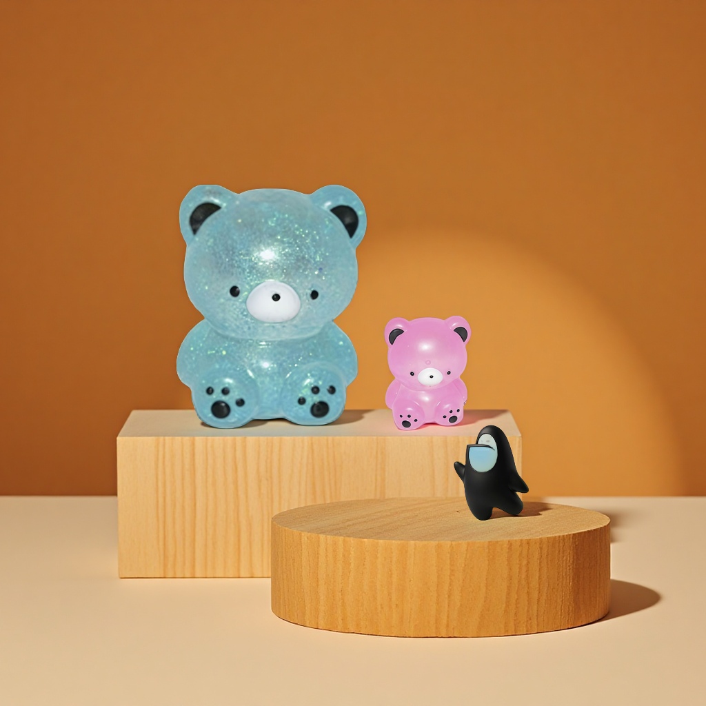 跨境外贸新品麦芽糖仿真发泄玩具小熊TPR减压金粉工厂批发发光捏捏乐儿童玩具