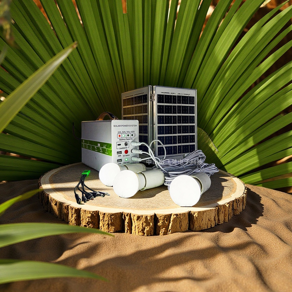 非洲专用80WH太阳能便携直流电源12V带风扇LED灯电工电气发电机组