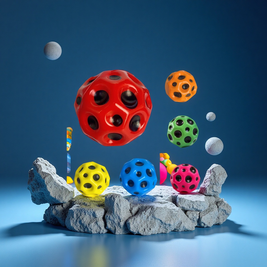 PU7cm反重力月球石弹力球儿童高弹蹦蹦球休闲运动玩具洞洞球