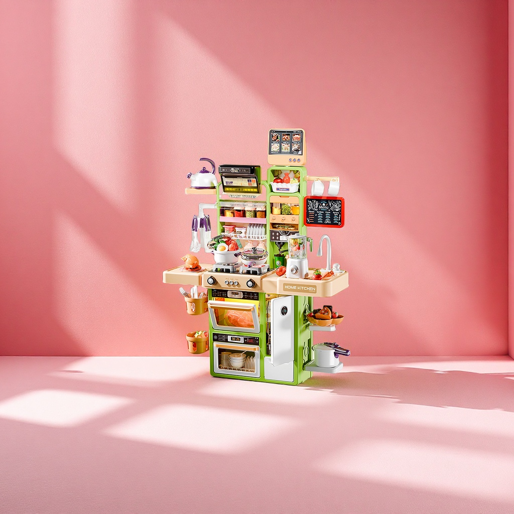 Cross-border Play House Children's simulation kitchen tableware set, 93cm, girls' toy, educational and educational multi-functional game table, birthday gift Item Picture