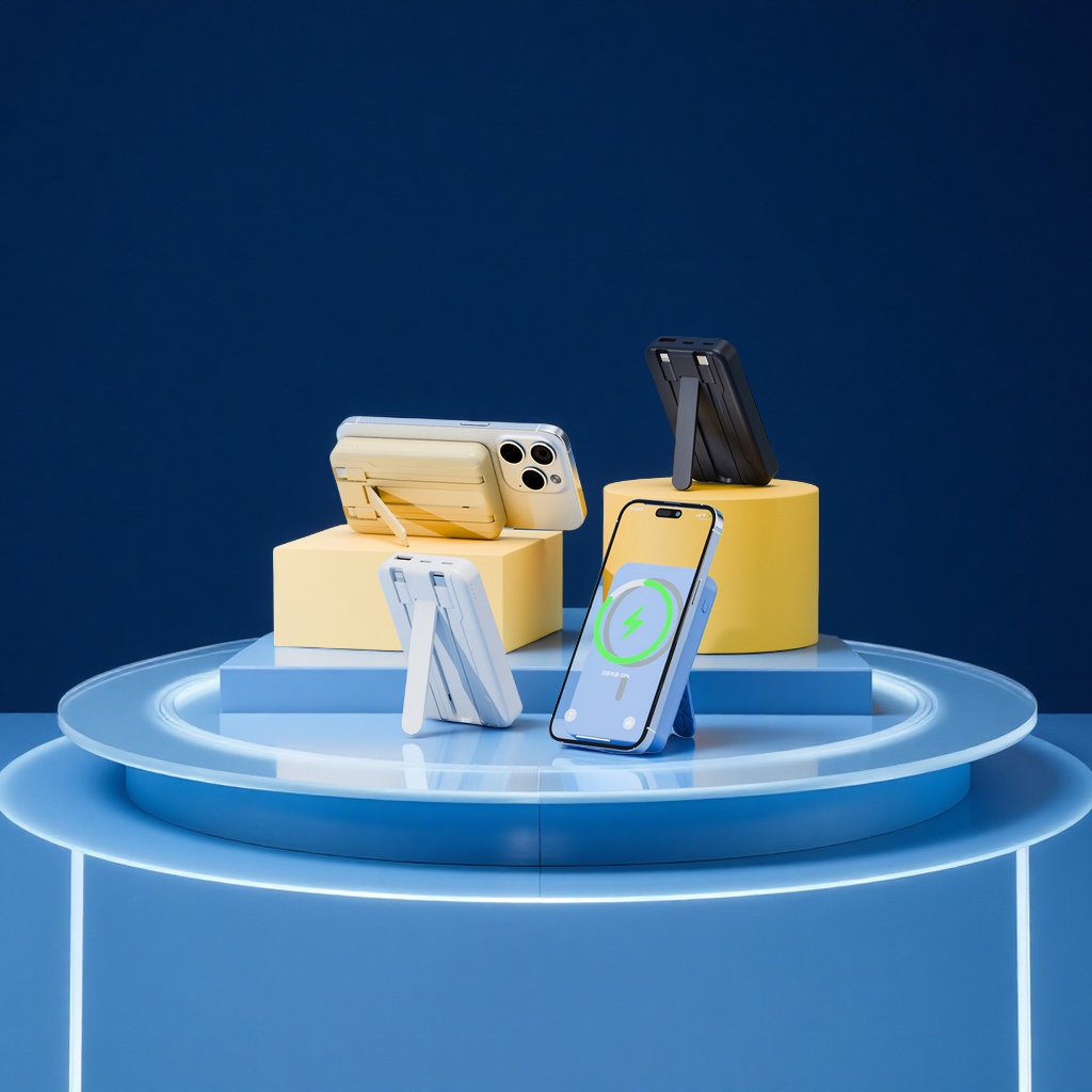 Cross-border wholesale of super-fast charging wireless magnetic power banks, 10,000 mah with built-in cables, LOGO customization, digital computer and mobile phone accessories details Picture