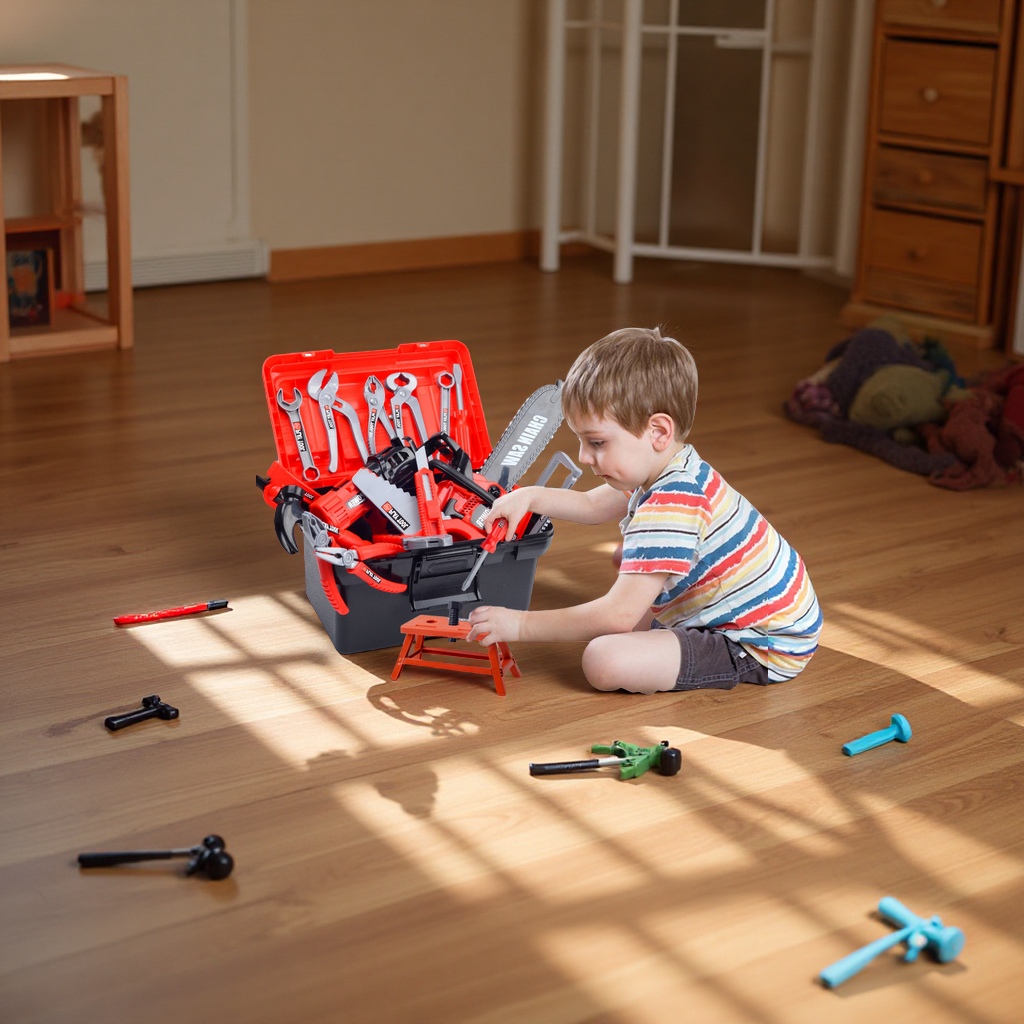 Play house toy toolbox set, baby screwdriver, electric drill, electric saw, repair simulation tool, children's toy set details Picture