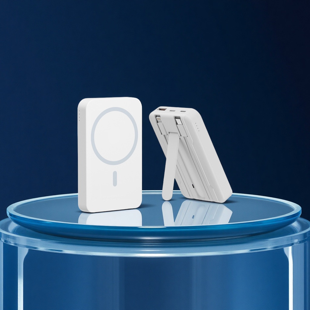 Cross-border wholesale of super-fast charging wireless magnetic power banks, 10,000 mah with built-in cables, LOGO customization, digital computer and mobile phone accessories Item Picture