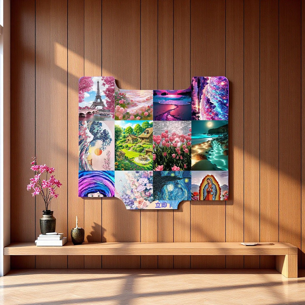 diy landscape diamond painting 5D hand-filled color flower Taiji cherry blossom decorative hanging artist home craft painting Square diamond landscape wall decoration details Picture