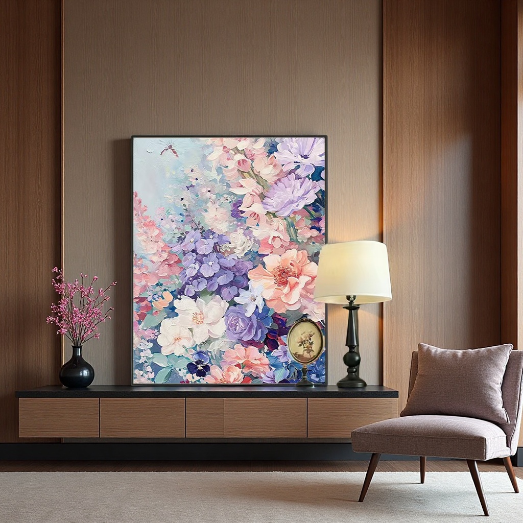 diy landscape diamond painting 5D hand-filled color flower Taiji cherry blossom decorative hanging artist home craft painting Square diamond landscape wall decoration Specification image