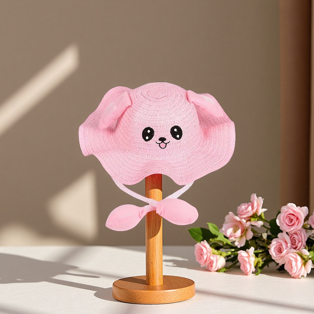 Wholesale of new trendy rabbit-ear wavy sun hats, cute sun protection hats for children, and clothing accessories Item Picture