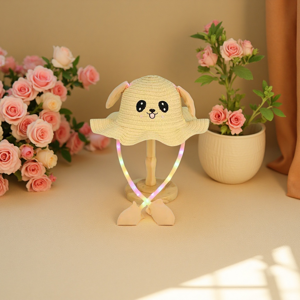 Rabbit hat, children's wavy cap with light, sun hat, summer cool hat, cute and fun for men and women, moving ear headwear and accessories Application Scenario