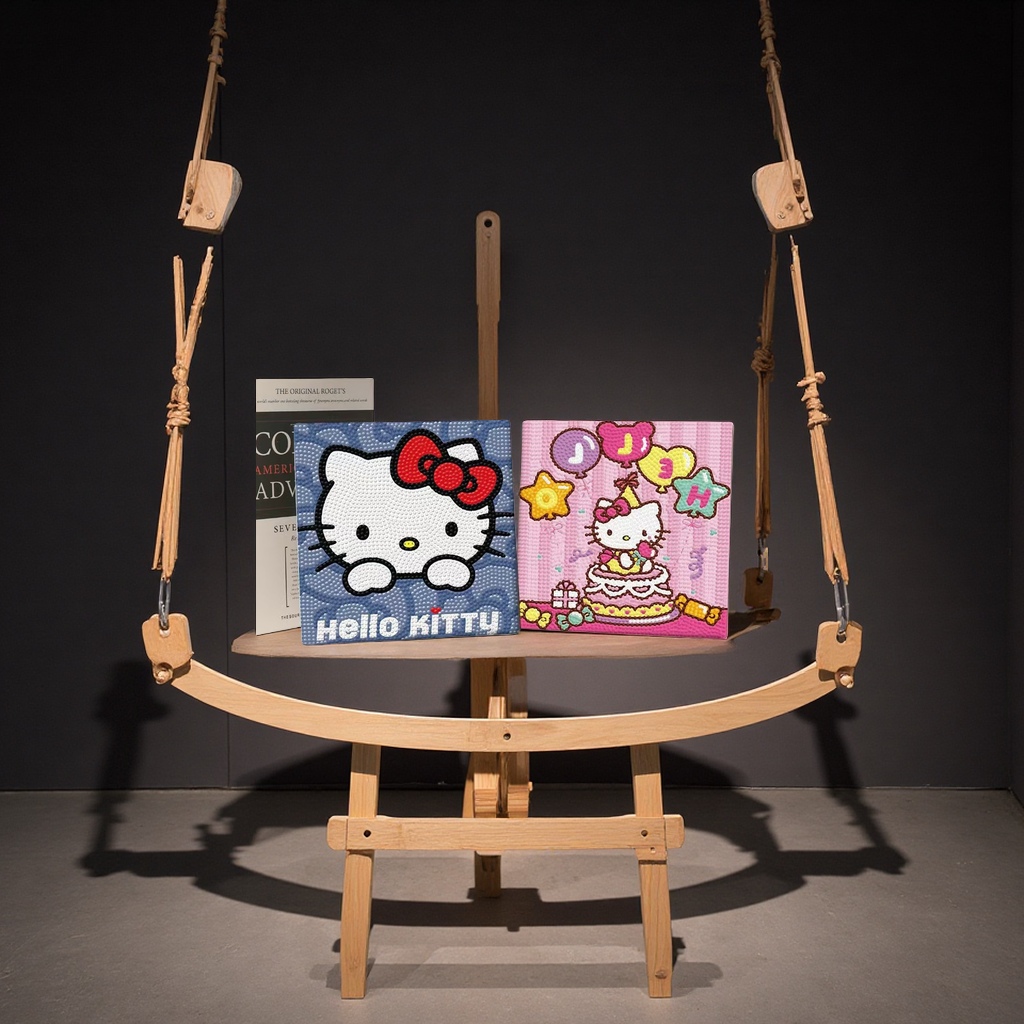 2024 New KT Cat Full Diamond DIY Diamond Painting with frame, high appearance level cartoon dot diamond hanging painting home decoration toy details Picture