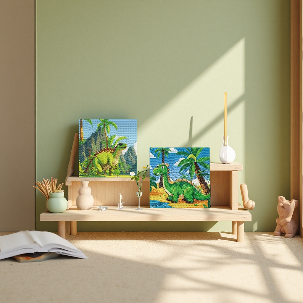 Children's dinosaur diamond painting cartoon Tyrannosaurus rex hand-dotted diamond full diamond decorative painting Creative gift DIY handicraft Specification image