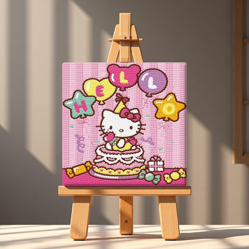 2024 New KT Cat Full Diamond DIY Diamond Painting with frame, high appearance level cartoon dot diamond hanging painting home decoration toy Item Picture