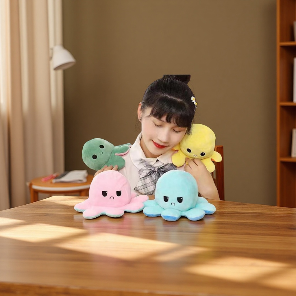 A flip octopus plush toy with a double-sided expression, an octopus figurine, a best-selling children's doll, pillow, and stuffed doll gift on Amazon Application Scenario