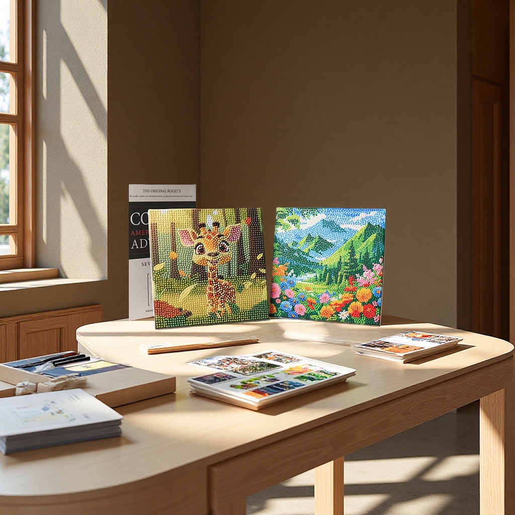 2024 New Style of DIY landscape, animal and painting stickers, full diamond paintings, educational children's handcrafted decorative hanging paintings, home decoration items Specification image