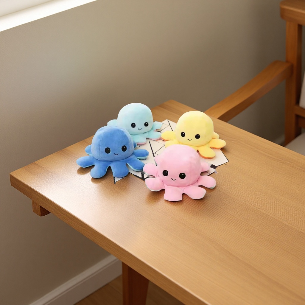 A flip octopus plush toy with a double-sided expression, an octopus figurine, a best-selling children's doll, pillow, and stuffed doll gift on Amazon Item Picture