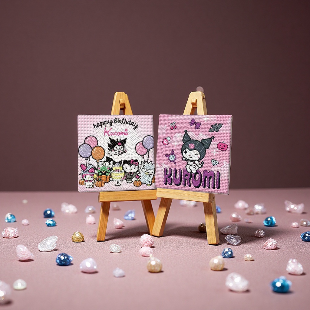 Sanrio Kuromi Diamond Painting New DIY handcrafted three-dimensional dot Diamond educational decorative hanging painting Children's home decoration details Picture