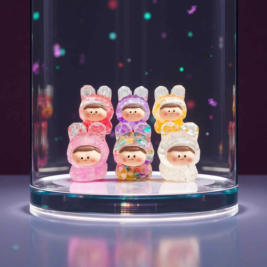 抖音爆款莉莉丝萌粒感化入油流沙夜光卡通钥匙扣潮玩小摆件工艺品礼品装饰白底实物图