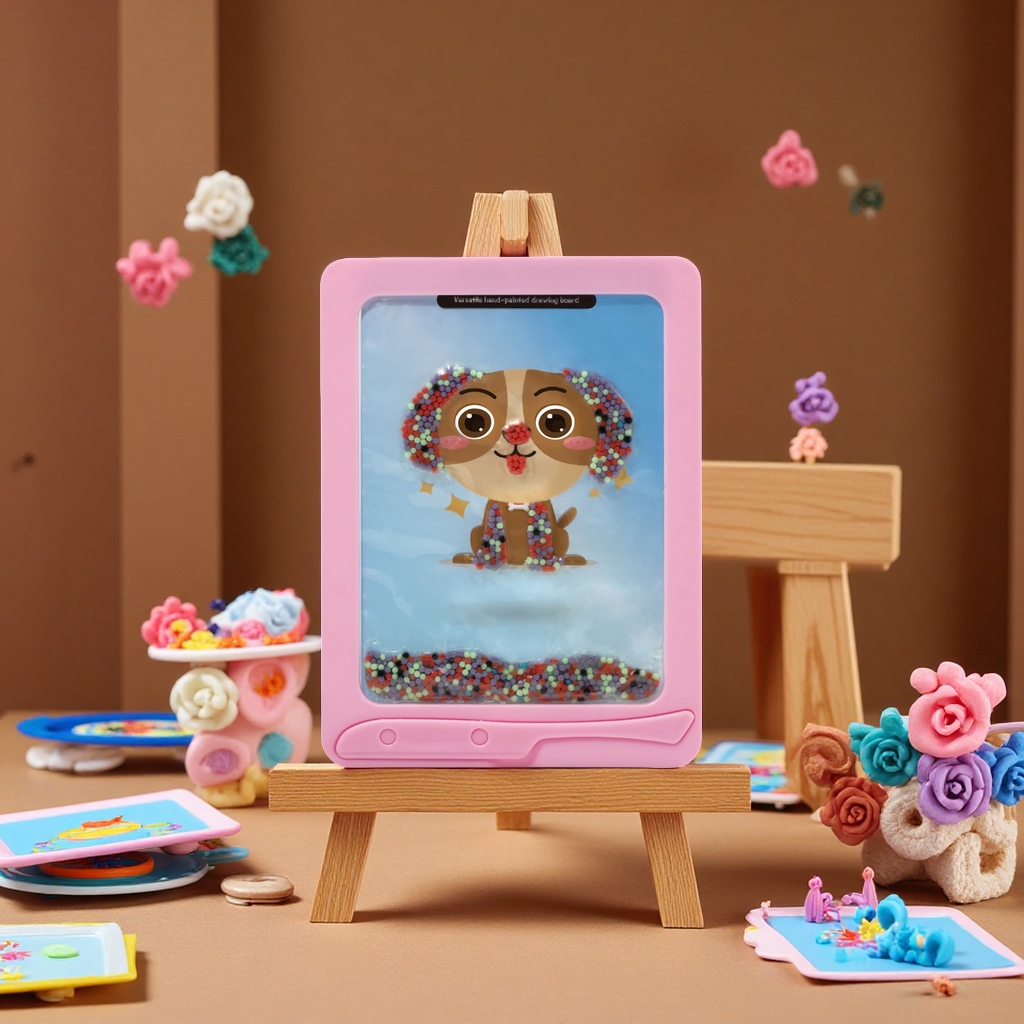 Cross-border new children's educational hand-drawn drawing board with a variety of colorful beads, environmentally friendly and freely switchable toy educational drawing board Item Picture