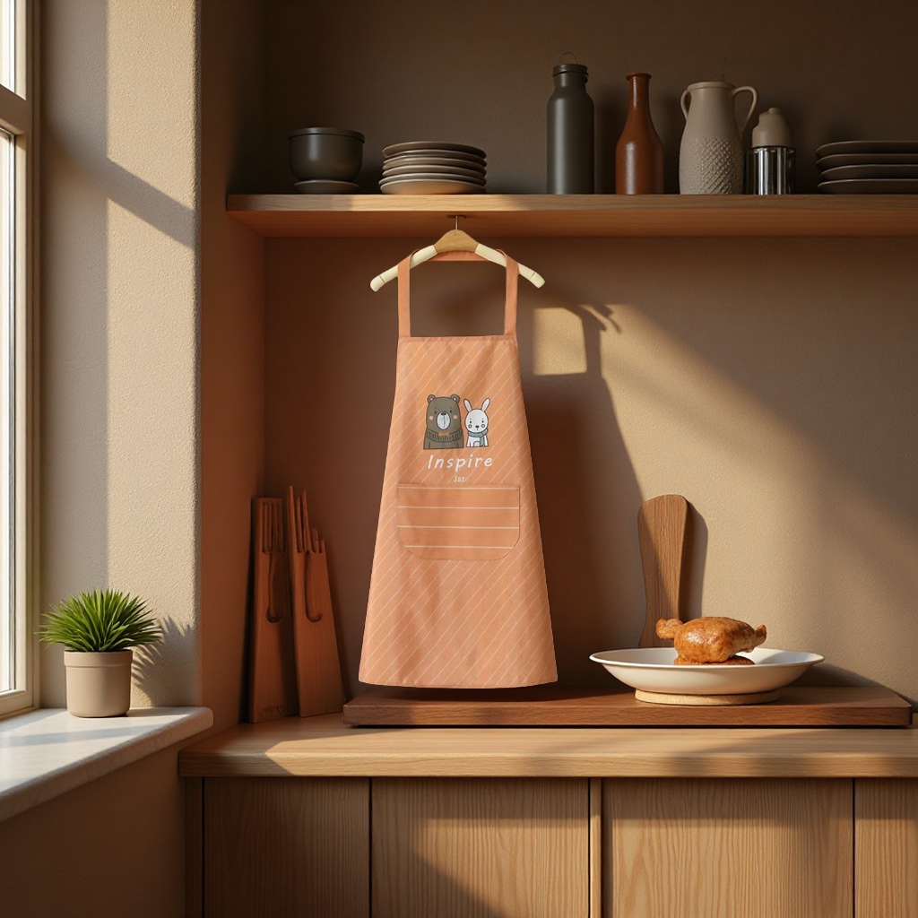 Kitchen multi-functional waterproof apron, durable and oil-resistant, household daily necessities, kitchenware, practical, heat-resistant and stain-resistant apron fabric details Picture