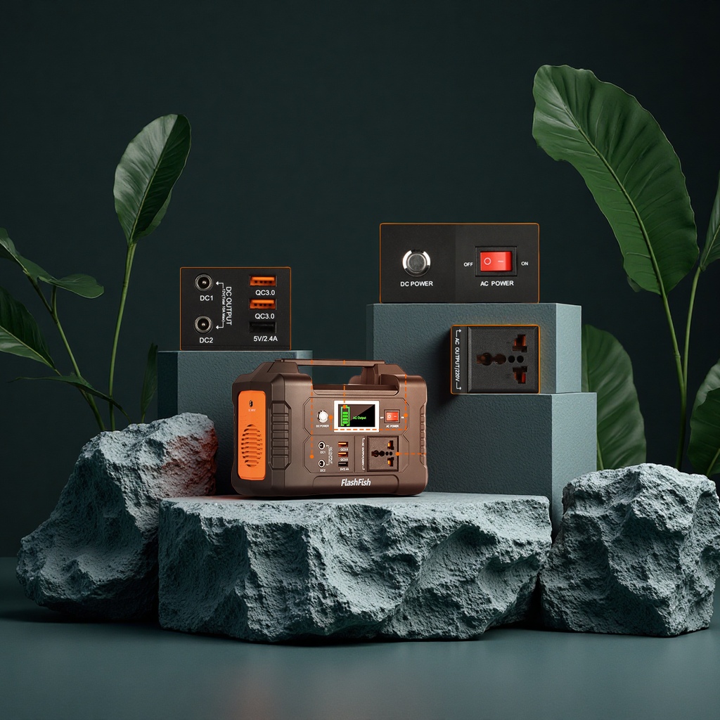 FlashFish Cross-border 200W outdoor portable energy Storage large-capacity fast charging power bank, digital computer and mobile phone accessories details Picture