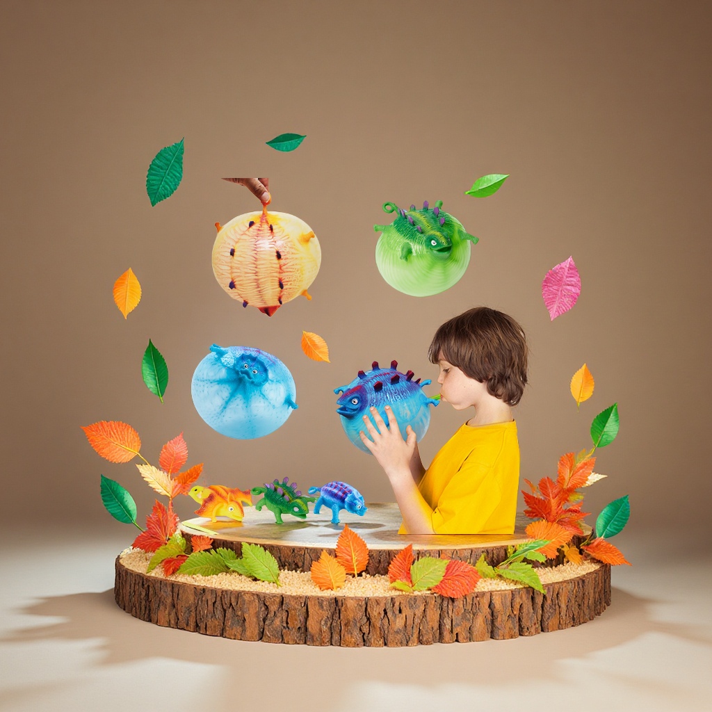 TPR新奇特搞怪整人吹气恐龙发泄球波波球解压玩具厂家直销卡通气模充气玩具