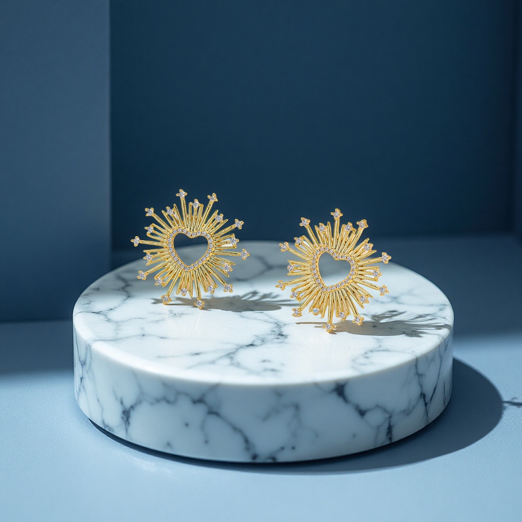 跨境爆款几何爱心星星耳钉轻奢设计感耳饰新款批发耳环饰品