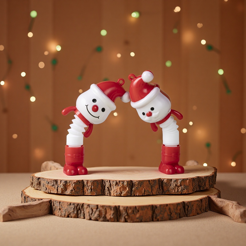 Santa Claus luminous telescopic tube Snowman in various shapes toy office culture Christmas decoration gift details Picture