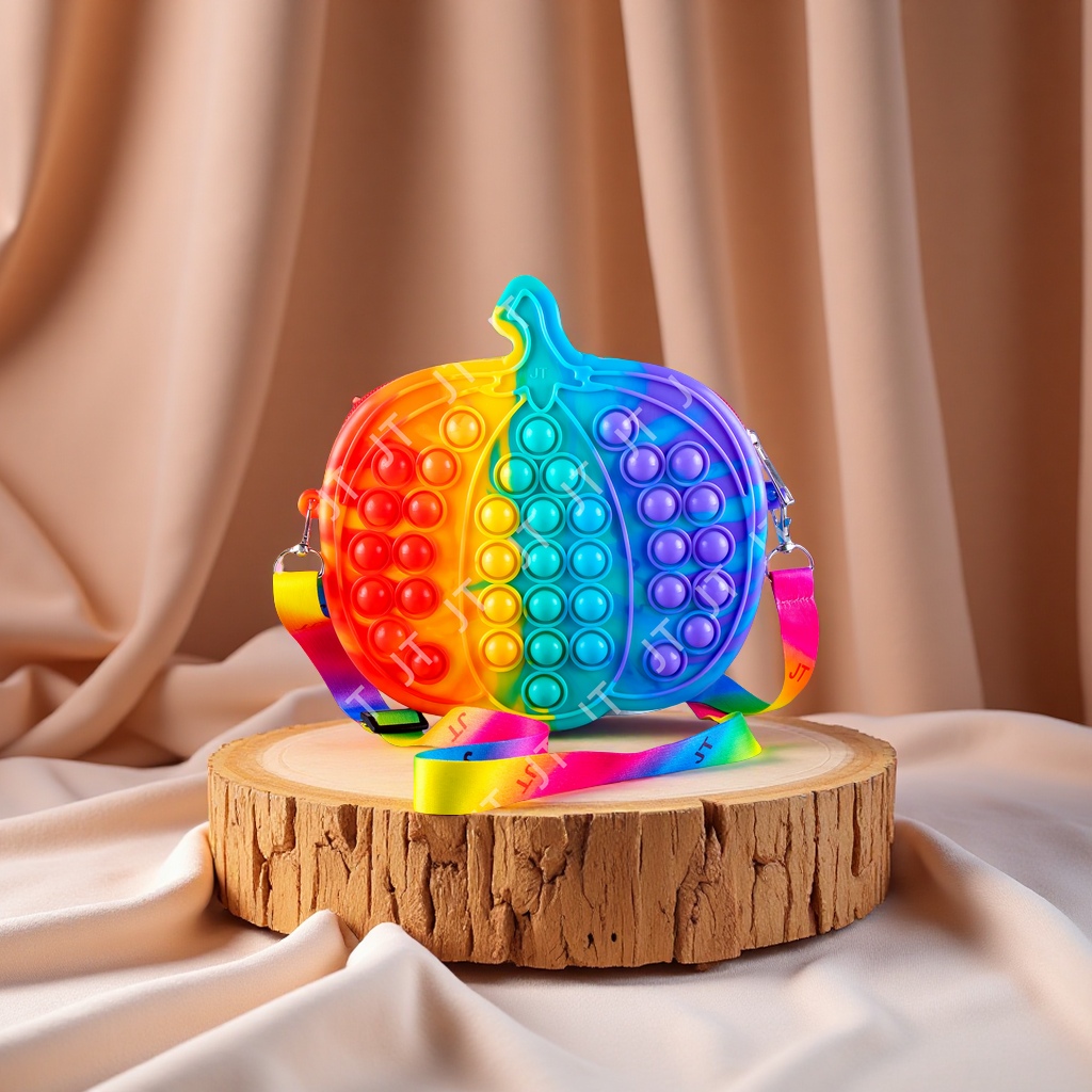 Pumpkin rat-killing bag, Pioneer Finger Bubble Fun silicone single-shoulder toy wholesale, new and unique toys