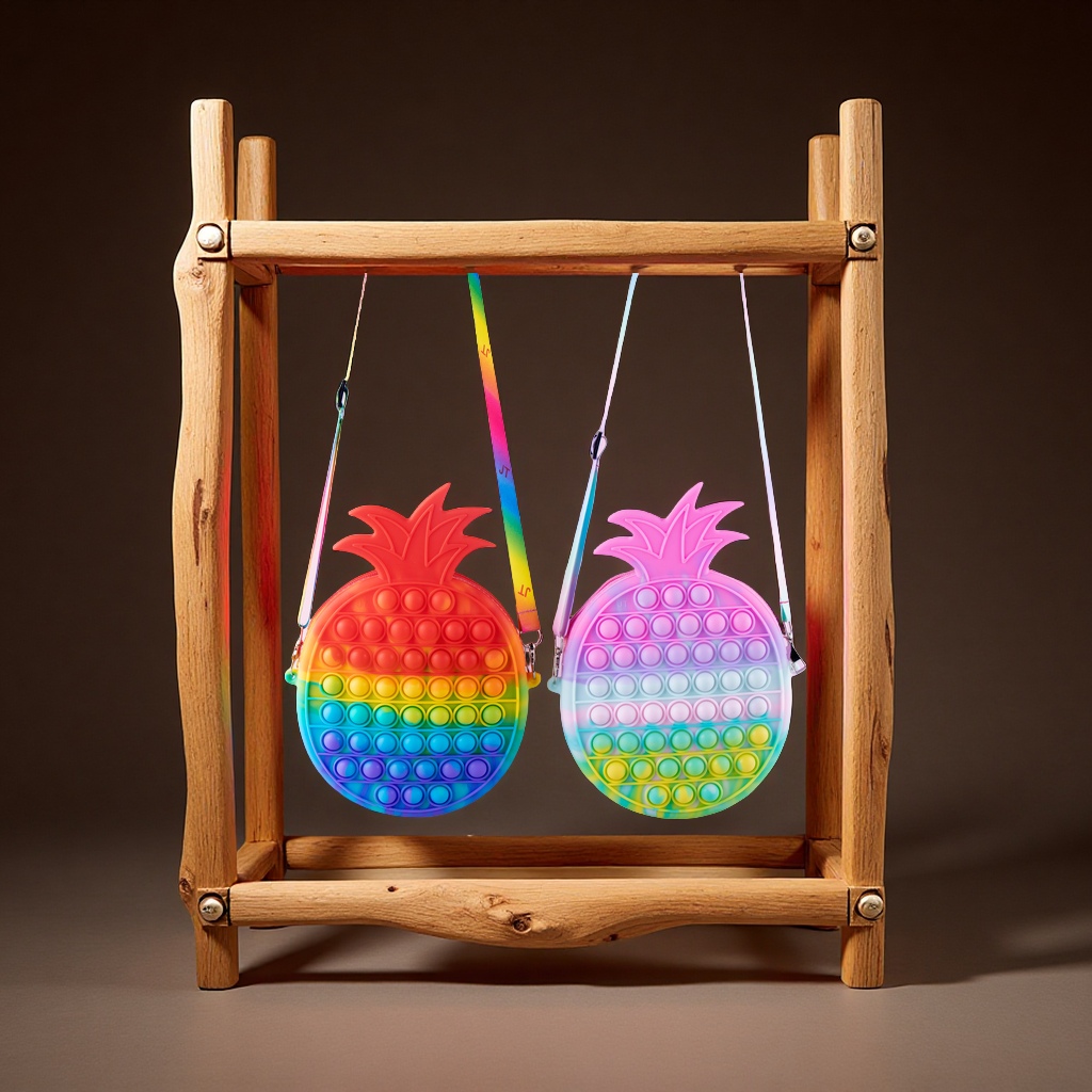 New rat extermination pioneer Pineapple Bag Silicone Bubble toy storage bag, multi-functional girls' crossbody bag, daily packaging