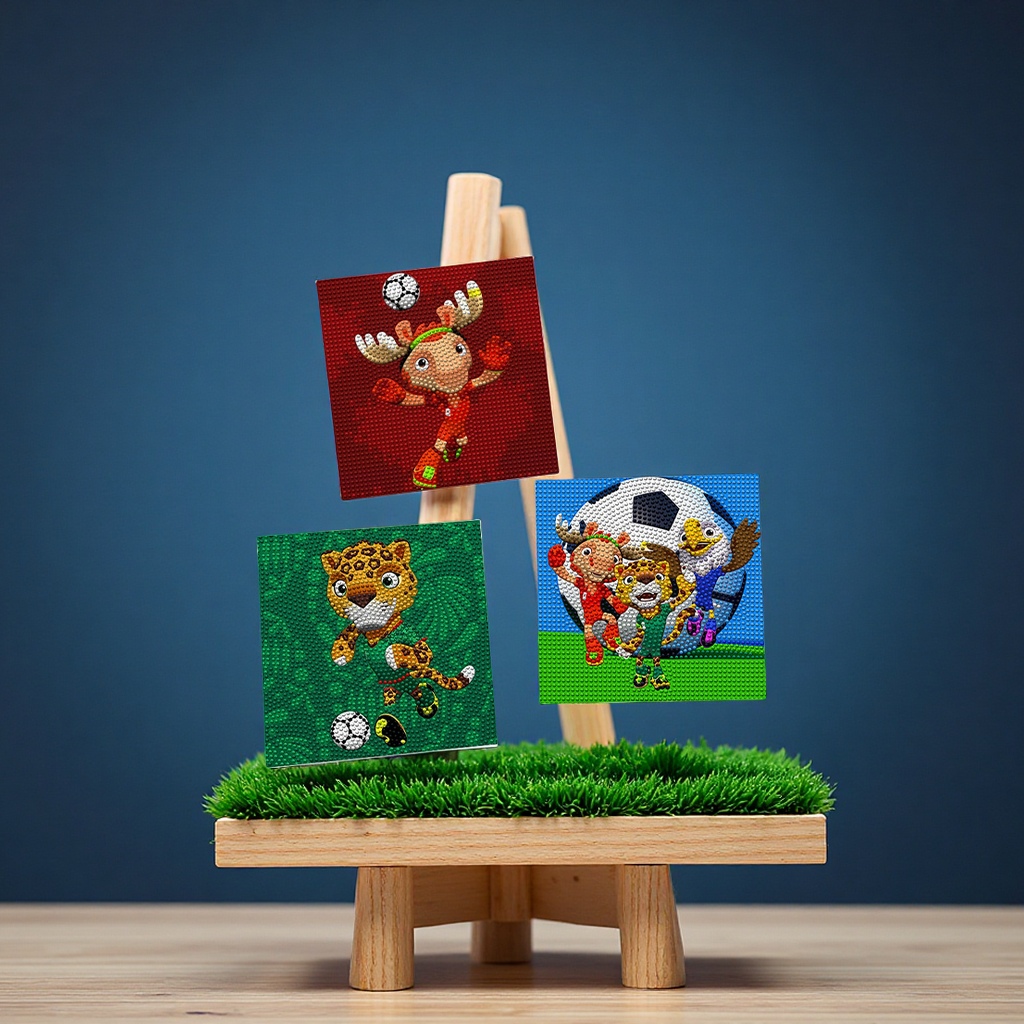FIFA 2026 World Cup diamond painting Children's handmade mascot Sports peripheral football supplies Fun DIY decoration